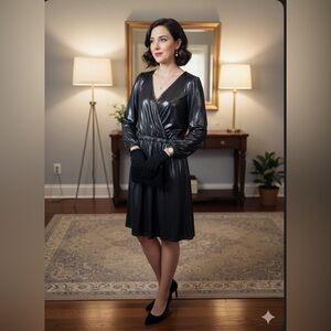 Michael Kors Shimmering Black Sleeve Dress